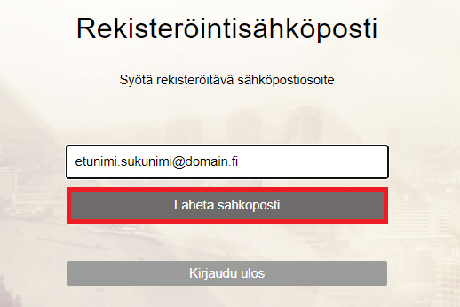 Anna sitten sama sähköpostiosoite, johon olet allekirjoituspyynnönkin vastaanottanut, ja valitse Lähetä sähköposti.