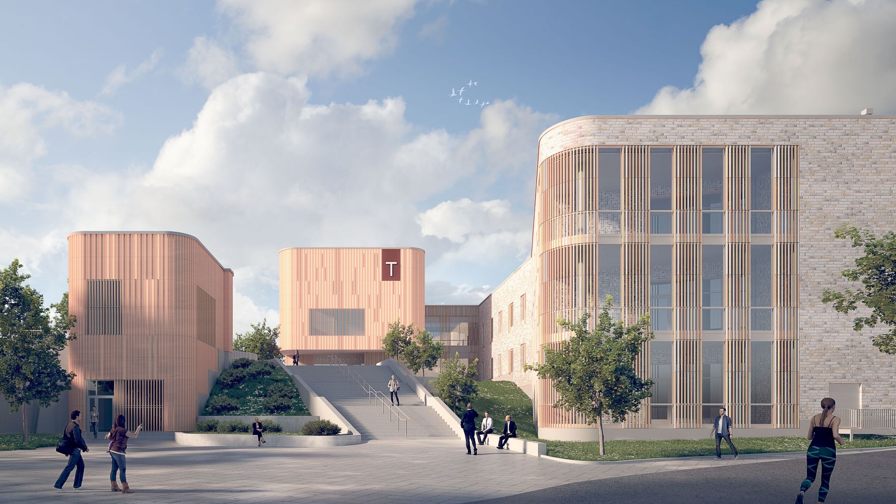 Psykiatrian uudisrakennuksen sisäänkäynti.