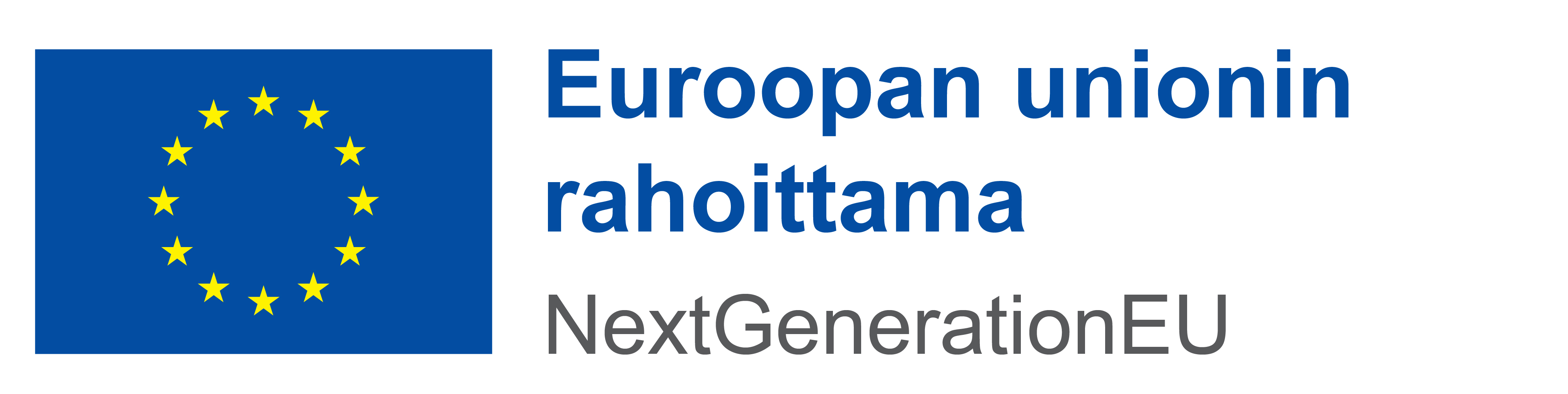 Europaan unonin lippu ja teksti Euroopan unionin rahoittama NextGenerationEU
