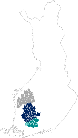 Suomen kartta, jossa näkyy Sisä-Suomen osaamiskeskuksen toiminta-alue.
